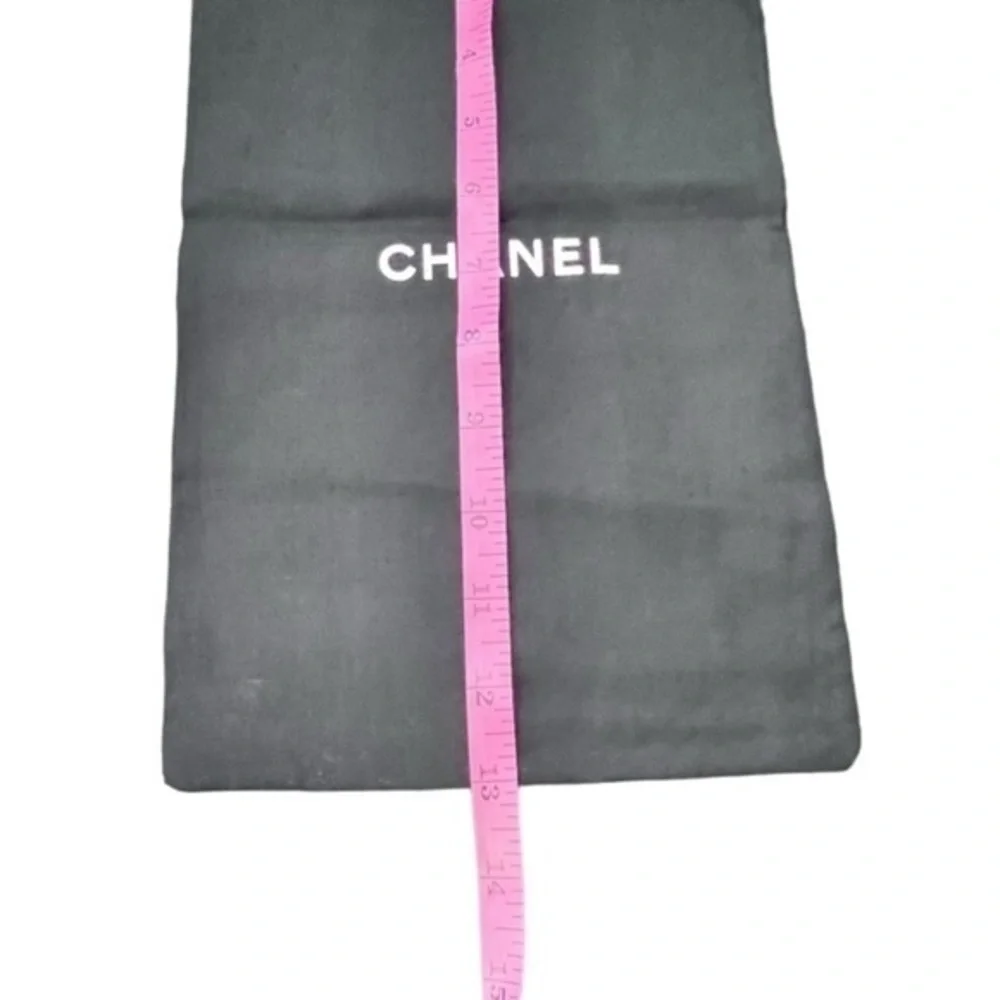 Chanel Black w/White Letters Cotton Drawstring Top Dust Cover Bag 7.5